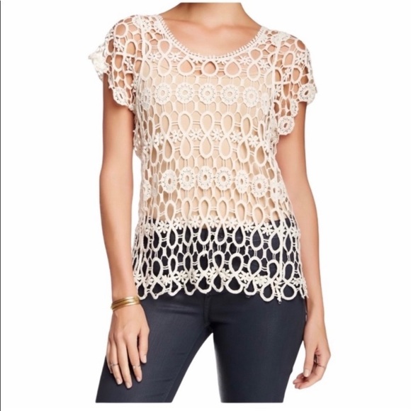 Tops - Crochet See trough Top Cream Size S